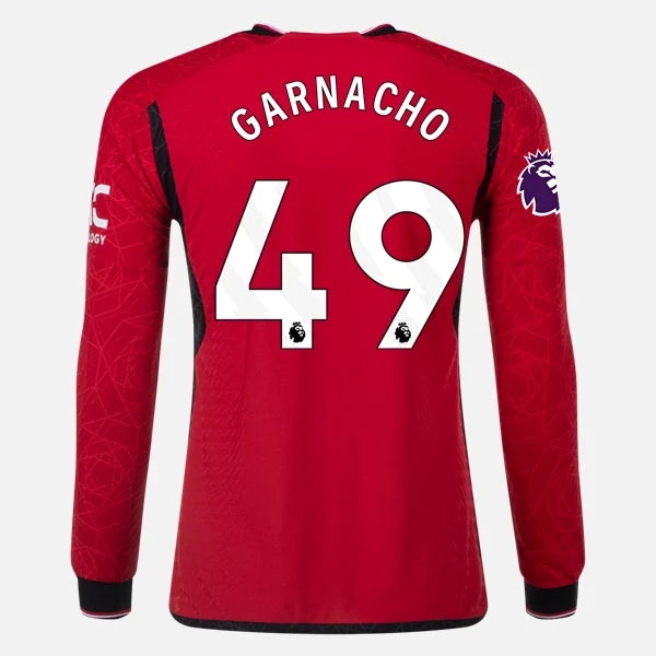 Adidas Herren Alejandro Garnacho Manchester United 23/24 Authentisches Langarm-Heimtrikot