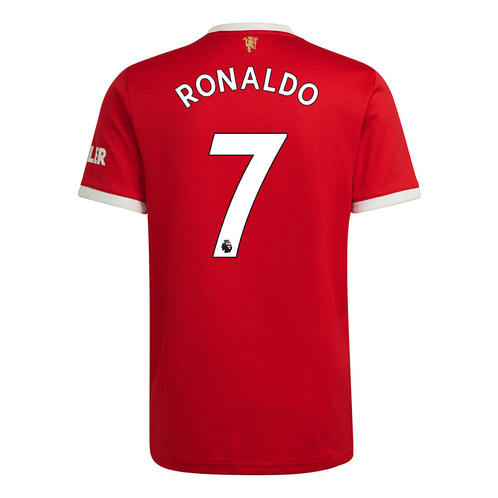 Adidas Authentic Manchester United Heim Trikot 2021- 22 mit Ronaldo 7 Aufdruck rot/weiß