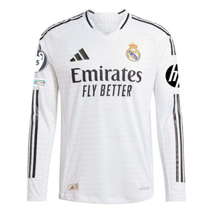 Adidas Herren Kylian Mbappé Real Madrid 24/25 Authentisches Langarm-Heimtrikot