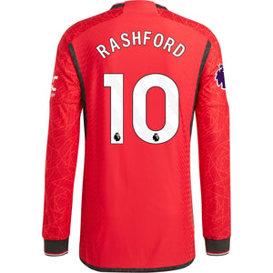 Adidas Herren Marcus Rashford Manchester United 23/24 Authentisches Langarm-Heimtrikot